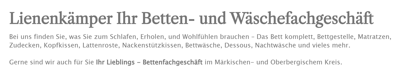 Betten Waeschefachgeschaeft für  Sundern (Sauerland), Hemer, Finnentrop, Werdohl, Plettenberg, Neuenrade, Ense oder Arnsberg, Balve, Eslohe (Sauerland)